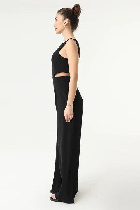 Cross Cut Out Sleeveless Jumpsuit | Black