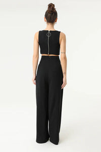 Cross Cut Out Sleeveless Jumpsuit | Black
