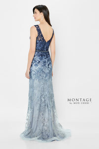 Montage 122903 Ombre Embroidered Allover Lace Fit and Flare Gown