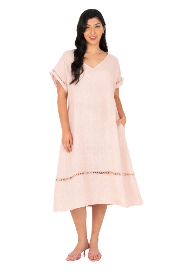 V-Neck Linen Dress | Blush