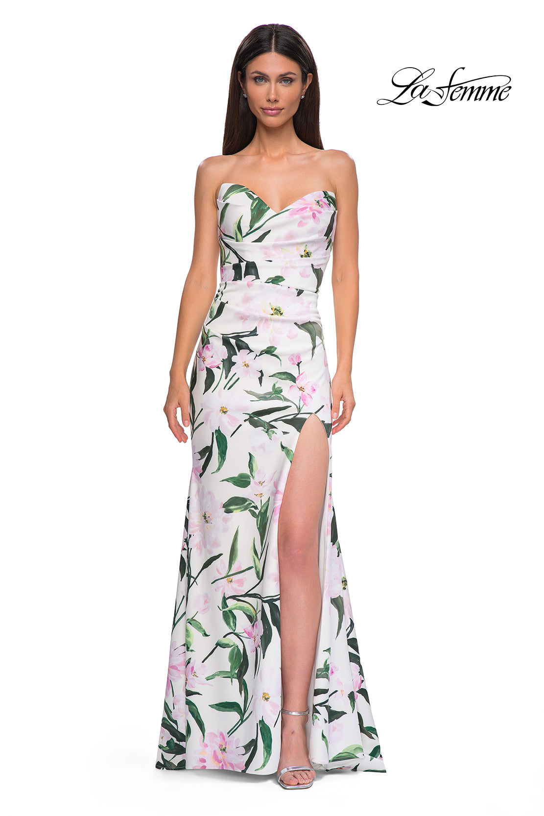 LaFemme 32752 Strapless Floral Print Jersey Gown Harriman Clothing Co. LaFemme 32752 Strapless Floral Print Jersey Gown Harriman Clothing Co.