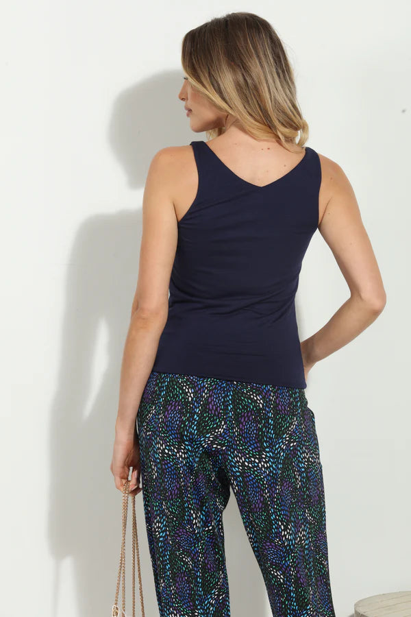 Veronica M Lined Jersey tank | Navy