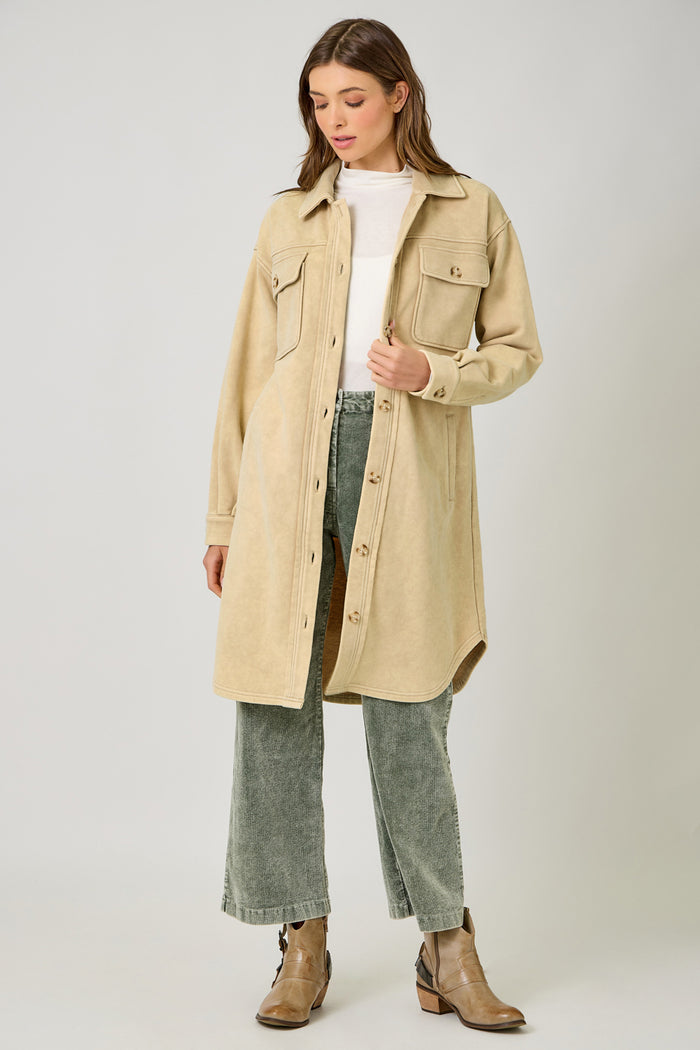 French Terry Long Jacket | Washed Almond