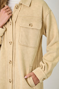 French Terry Long Jacket | Washed Almond