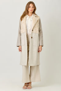 Color Blocked Long Coat | Oatmeal Mix