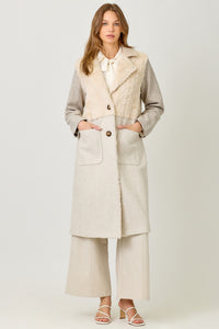 Color Blocked Long Coat | Oatmeal Mix
