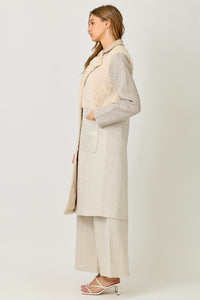 Color Blocked Long Coat | Oatmeal Mix