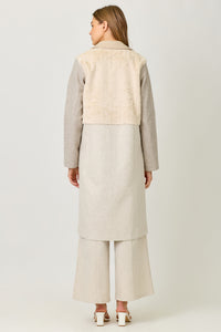 Color Blocked Long Coat | Oatmeal Mix