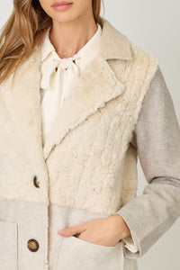 Color Blocked Long Coat | Oatmeal Mix