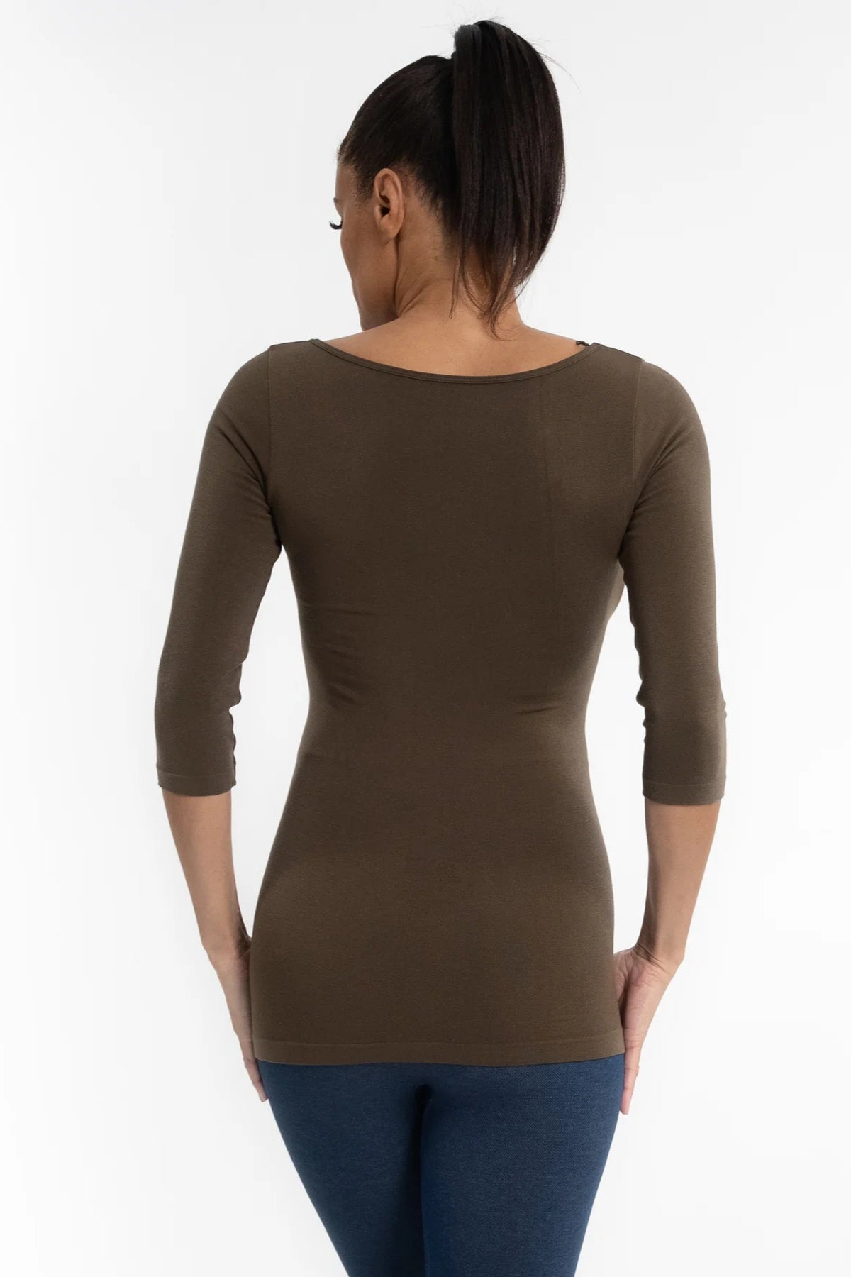 3/4 Sleeve Top | Olive, Black