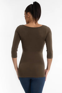 3/4 Sleeve Top | Olive, Black