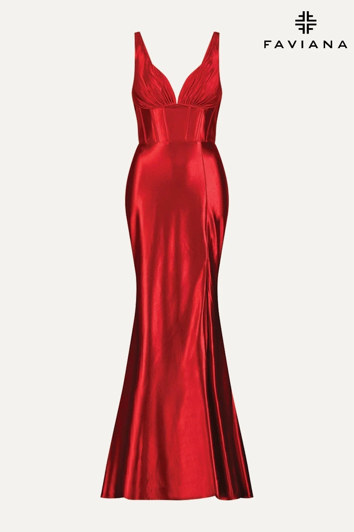 Faviana E11088 Sleek Satin Corset Gown With Boning Detail – Harriman  Clothing Co