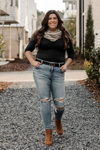 3/4 Sleeve Top | Olive, Black