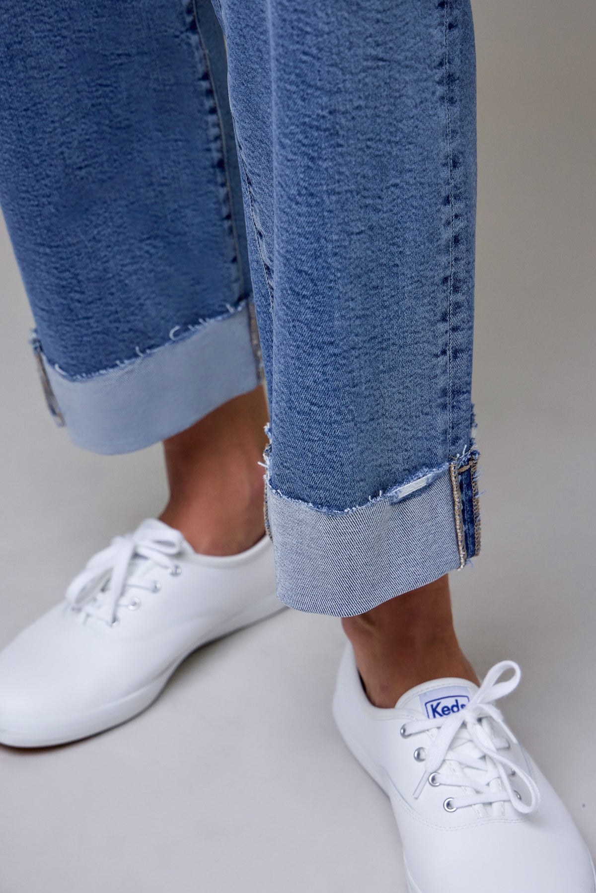 Ella High Rise Classic Straight Jean with 2" Cuff | Medium Wash