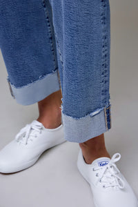 Ella High Rise Classic Straight Jean with 2" Cuff | Medium Wash