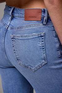 Ella High Rise Classic Straight Jean with 2" Cuff | Medium Wash
