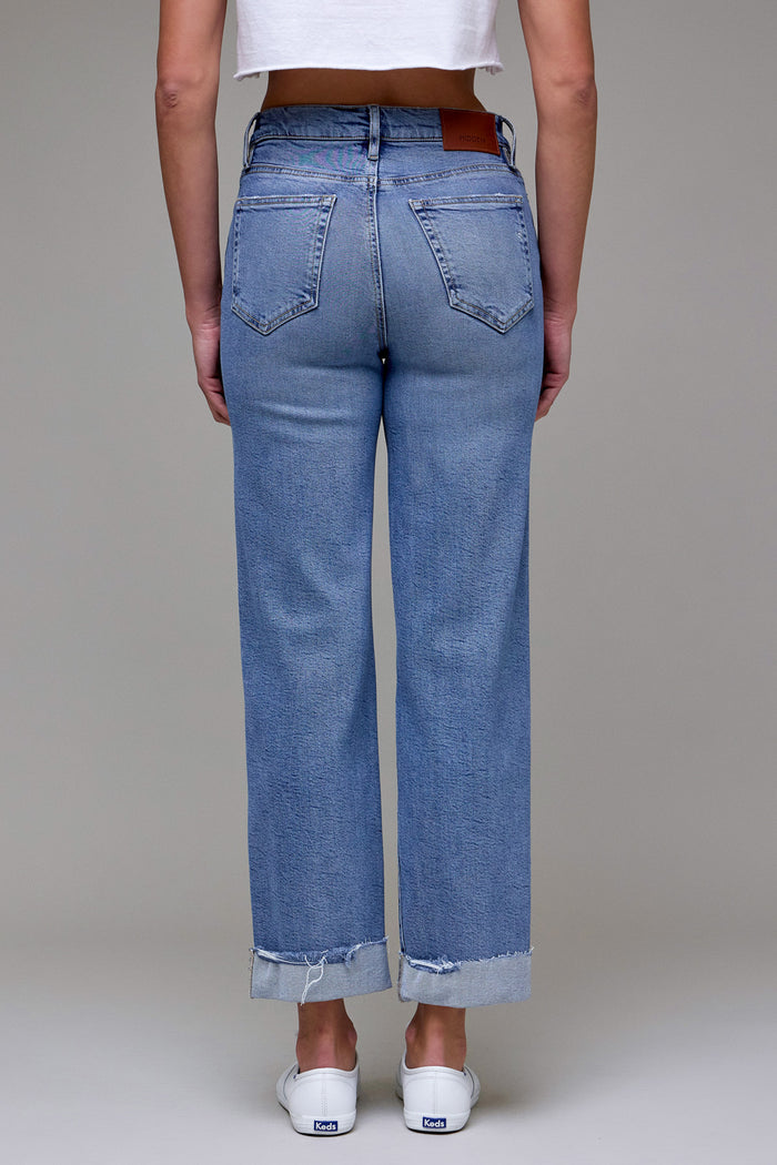 Ella High Rise Classic Straight Jean with 2" Cuff | Medium Wash