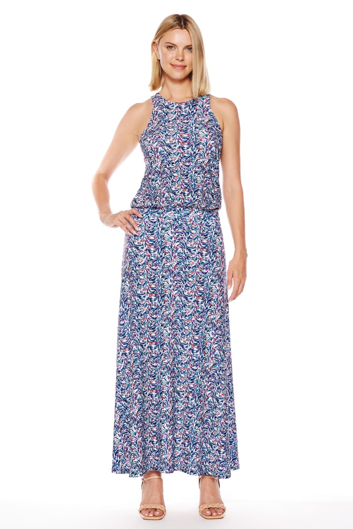 Racer Back Blouson Maxi Dress | America