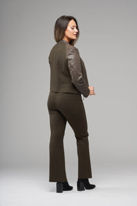 Faux Leather Scuba Jacket | New Olive
