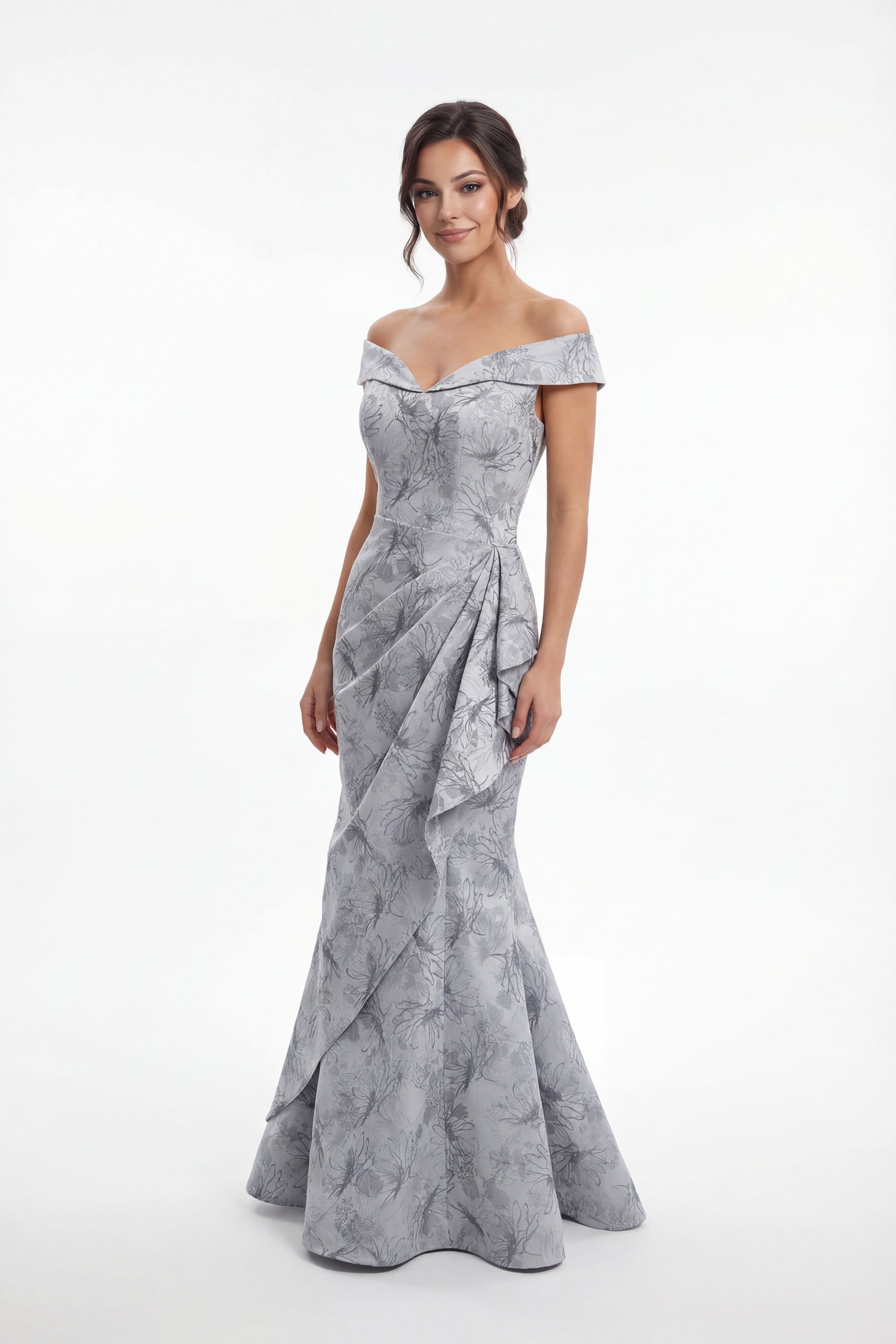 Jasmine K288071 Off the Shoulder Gail Jacquard Gown – Harriman