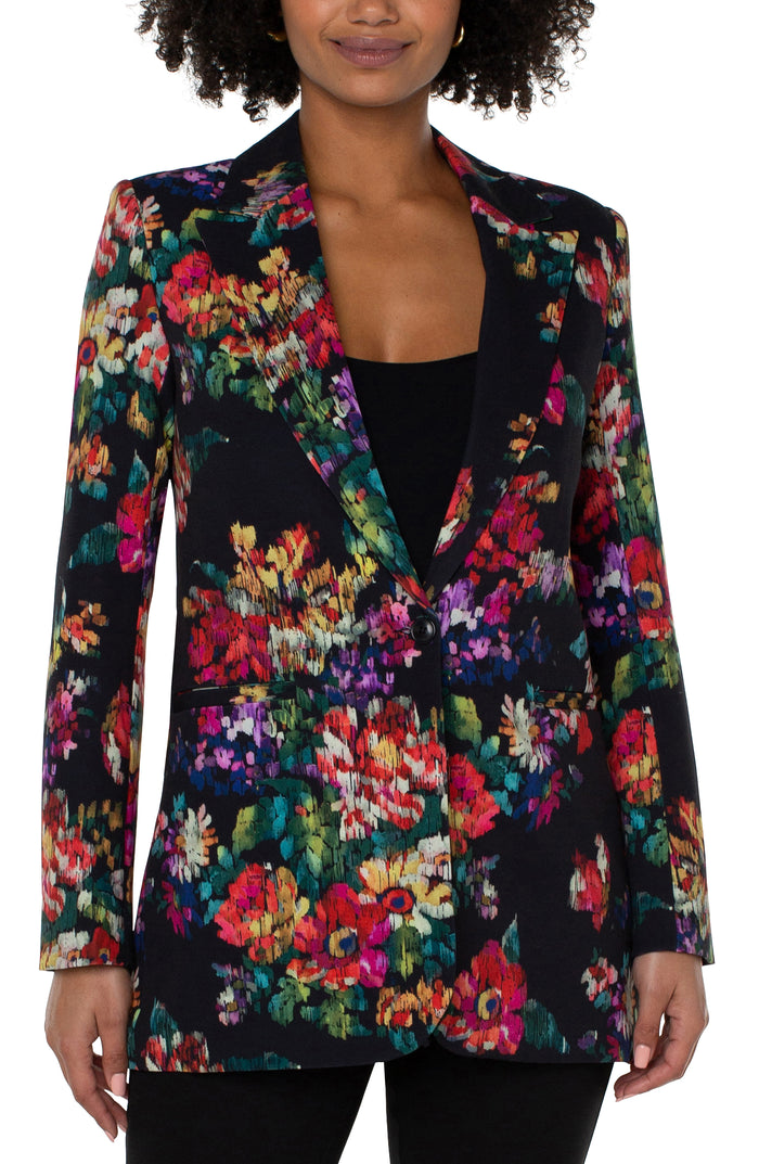 Button Front Boyfriend Blazer | Floral Print