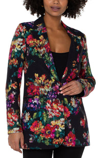 Button Front Boyfriend Blazer | Floral Print