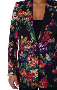 Button Front Boyfriend Blazer | Floral Print