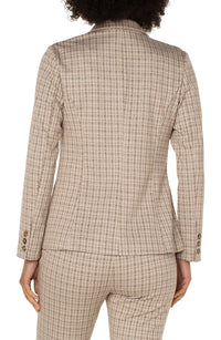 Fitted Blazer | Cappuccino Dotted Plaid