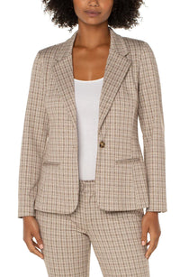 Fitted Blazer | Cappuccino Dotted Plaid