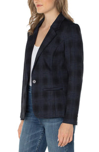 Fitted Blazer | Navy/Black Plaid