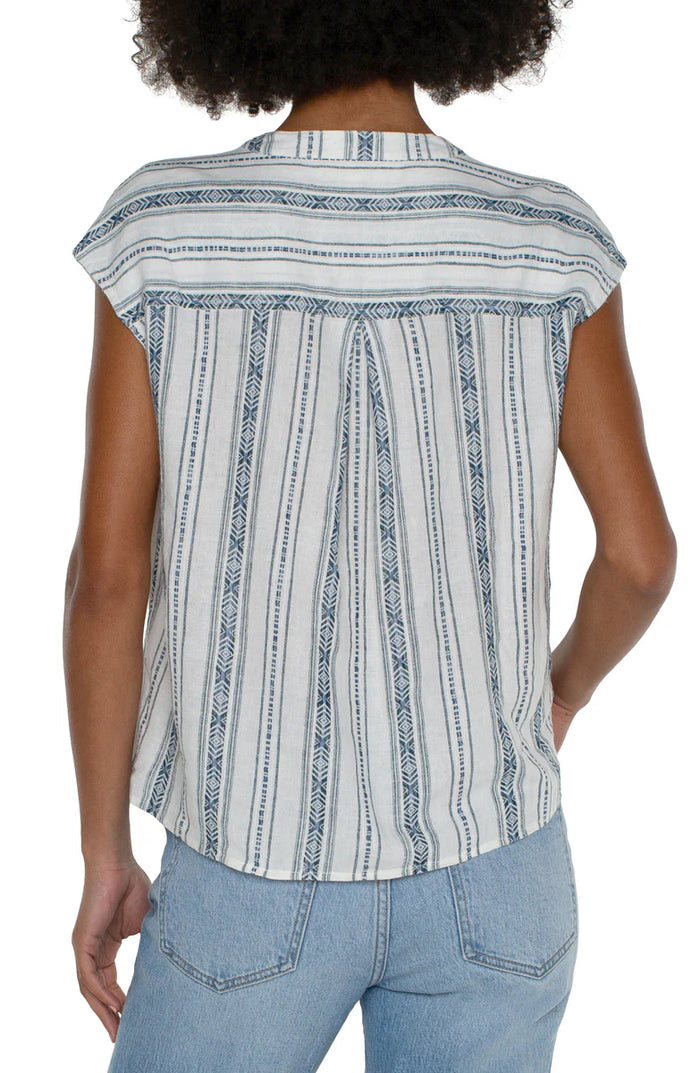WOVEN DOLMAN W PLACKET SHIRT