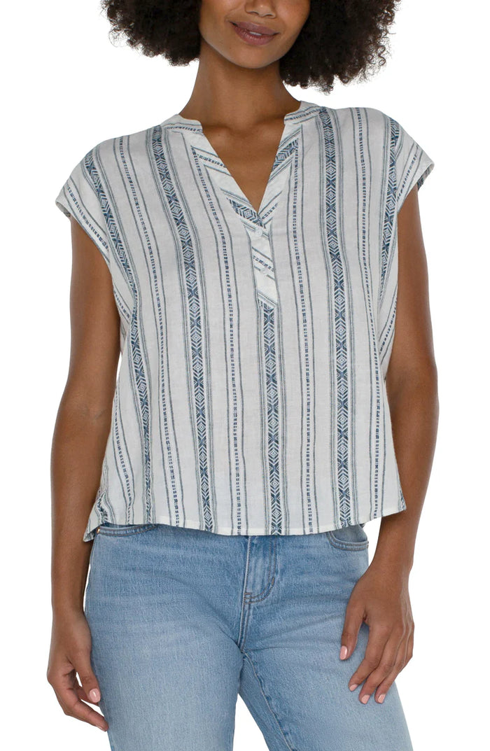 WOVEN DOLMAN W PLACKET SHIRT