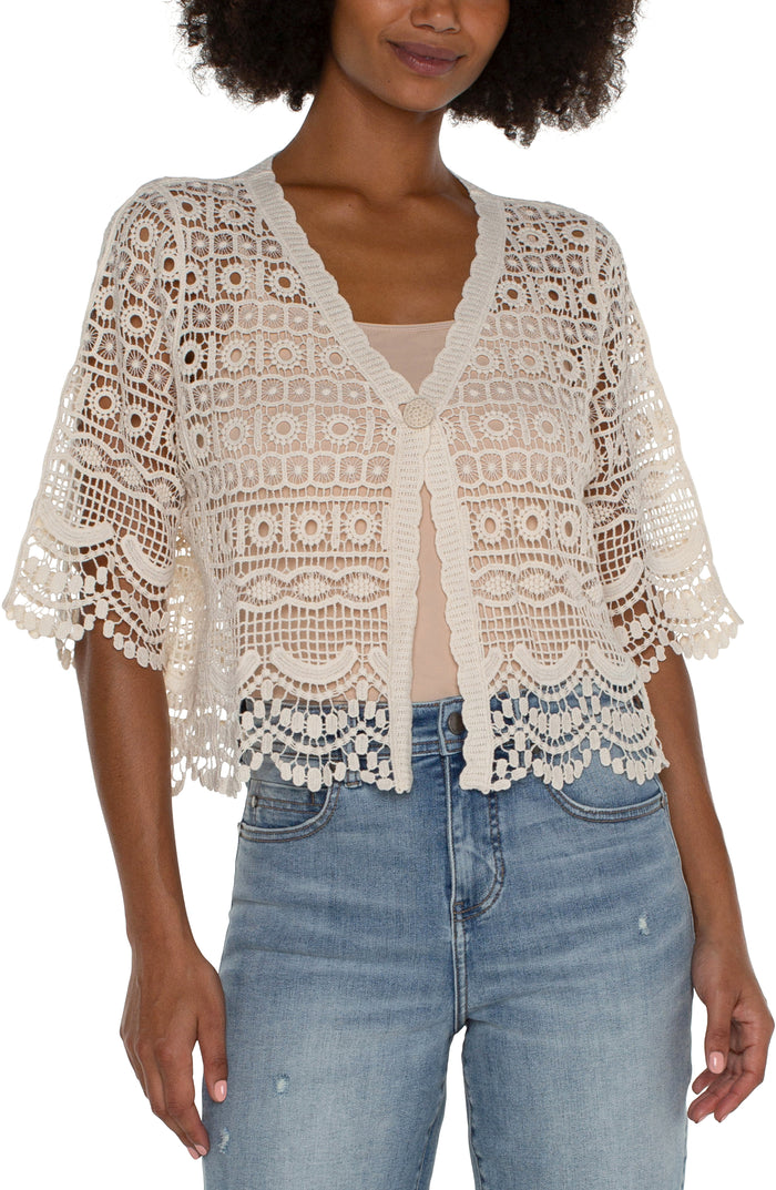 Short Sleeve Lace Bolero | Antique Ivory