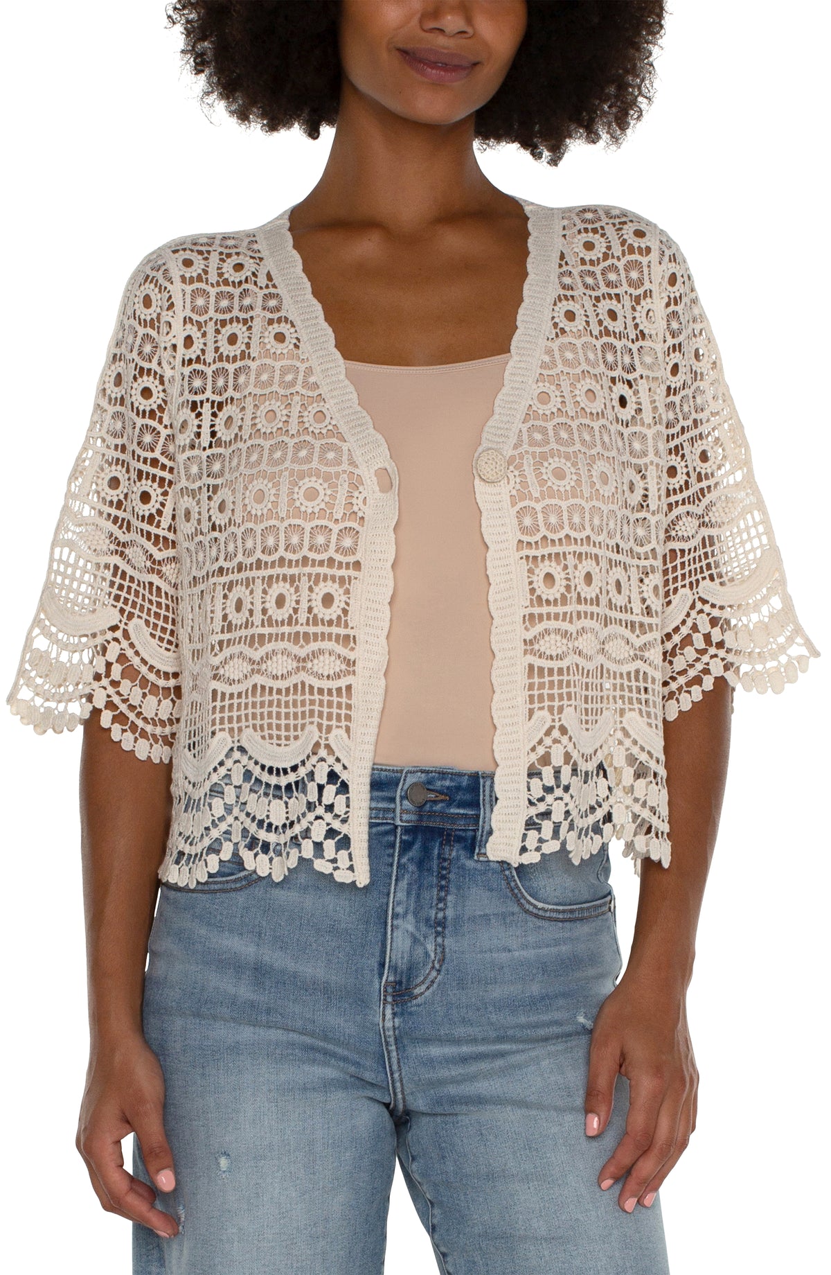 Short Sleeve Lace Bolero | Antique Ivory