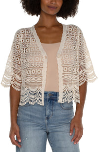 Short Sleeve Lace Bolero | Antique Ivory