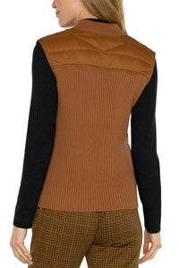 Sleeveless Quilted Full Zip Sweater Vest | Tumeric