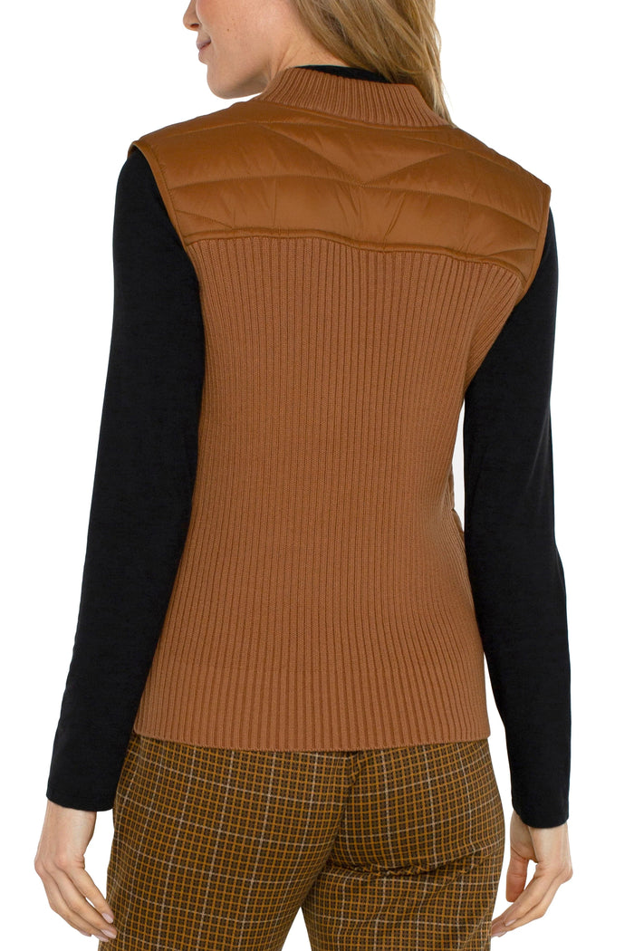 Sleeveless Quilted Full Zip Sweater Vest | Tumeric