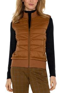 Sleeveless Quilted Full Zip Sweater Vest | Tumeric