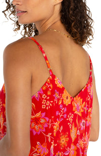 Spaghetti Strap Woven Maxi Dress | Red/Orange Floral