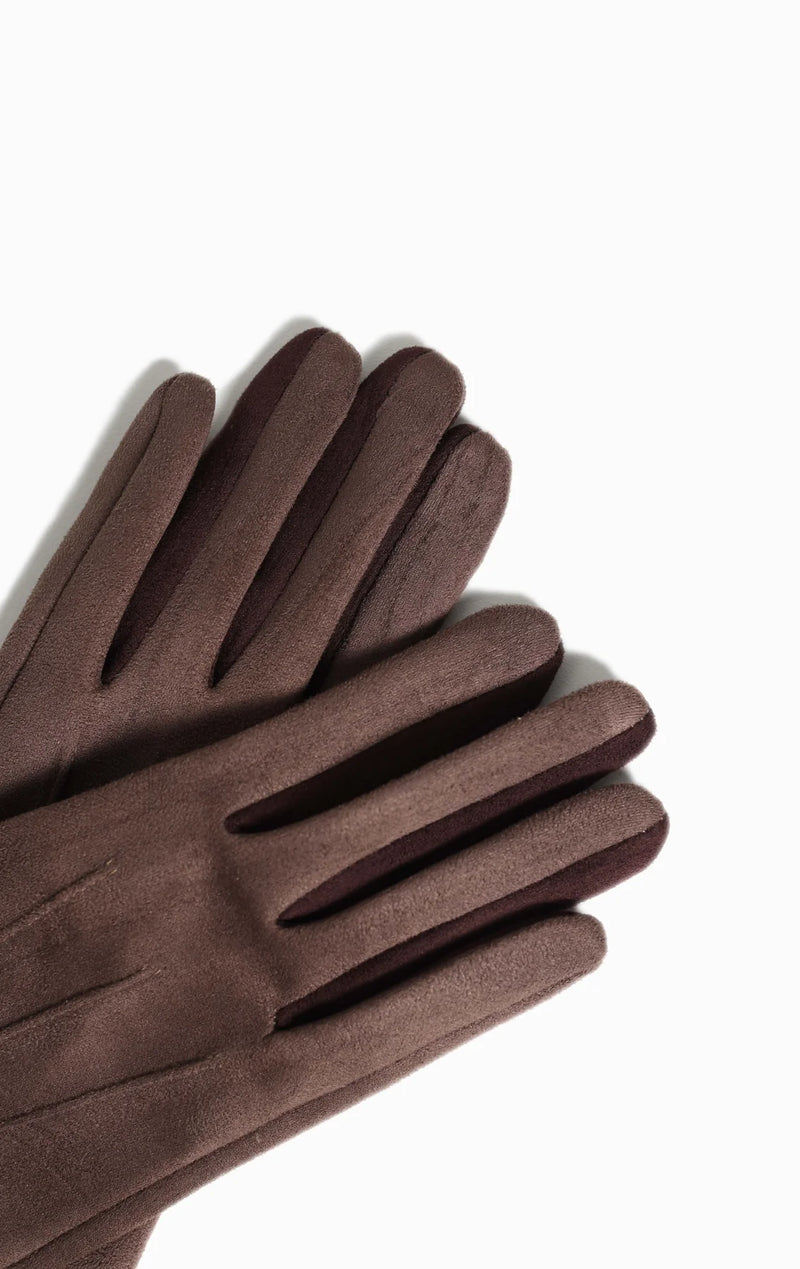 Finger-Color Detail Suede Gloves