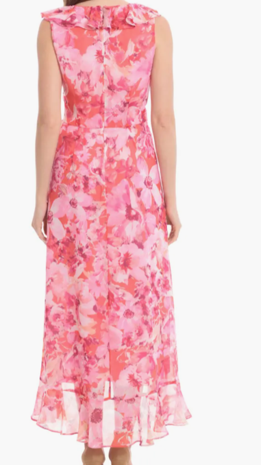 Sleeveless Ruffled V-Neck Wrap Dress | Coral
