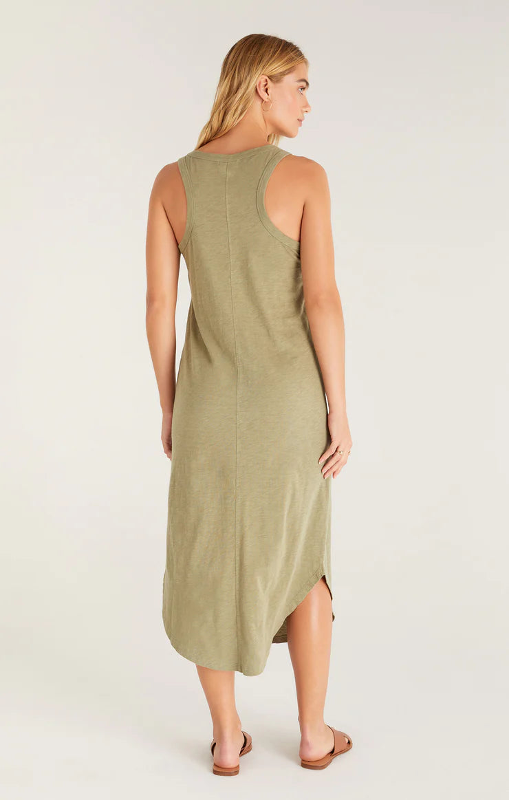 Easy Going Cotton Slub Midi Dress | Blue & Olive