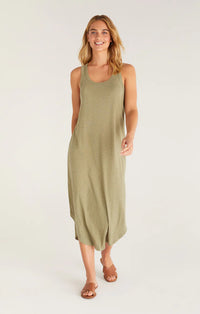 Easy Going Cotton Slub Midi Dress | Blue & Olive