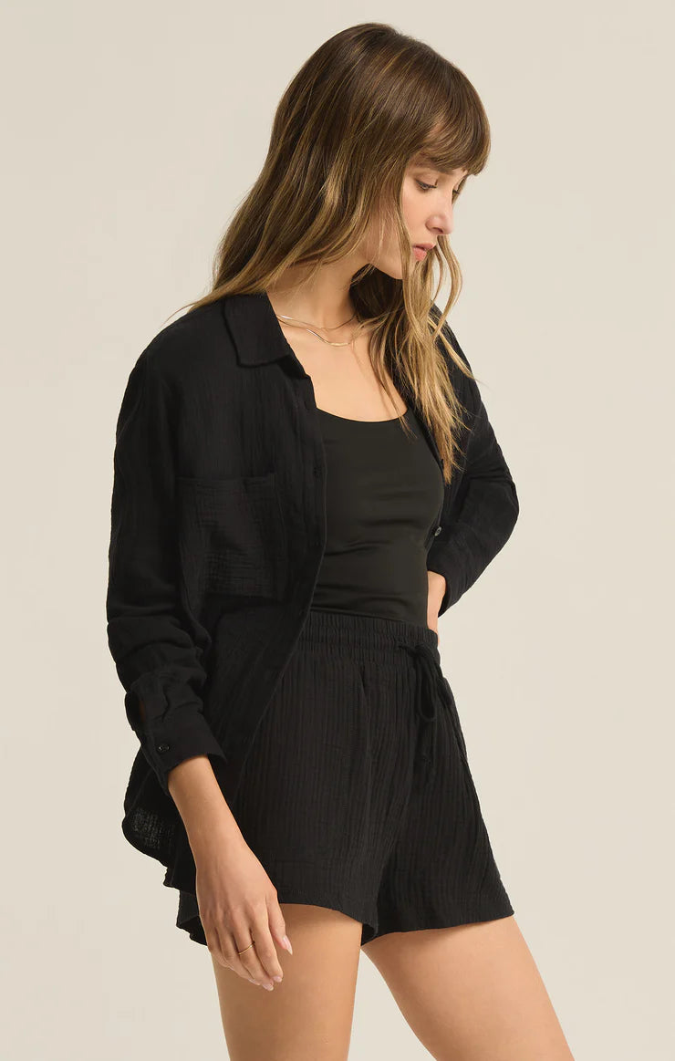 Z-Supply Kaili Button Up Gauze Top | Black, Otter