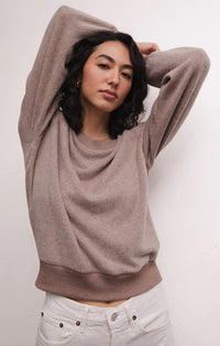 Z Supply Russel Cozy Pullover Reverse Fleece Sweatshirt | Toffee