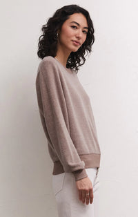 Z Supply Russel Cozy Pullover Reverse Fleece Sweatshirt | Toffee