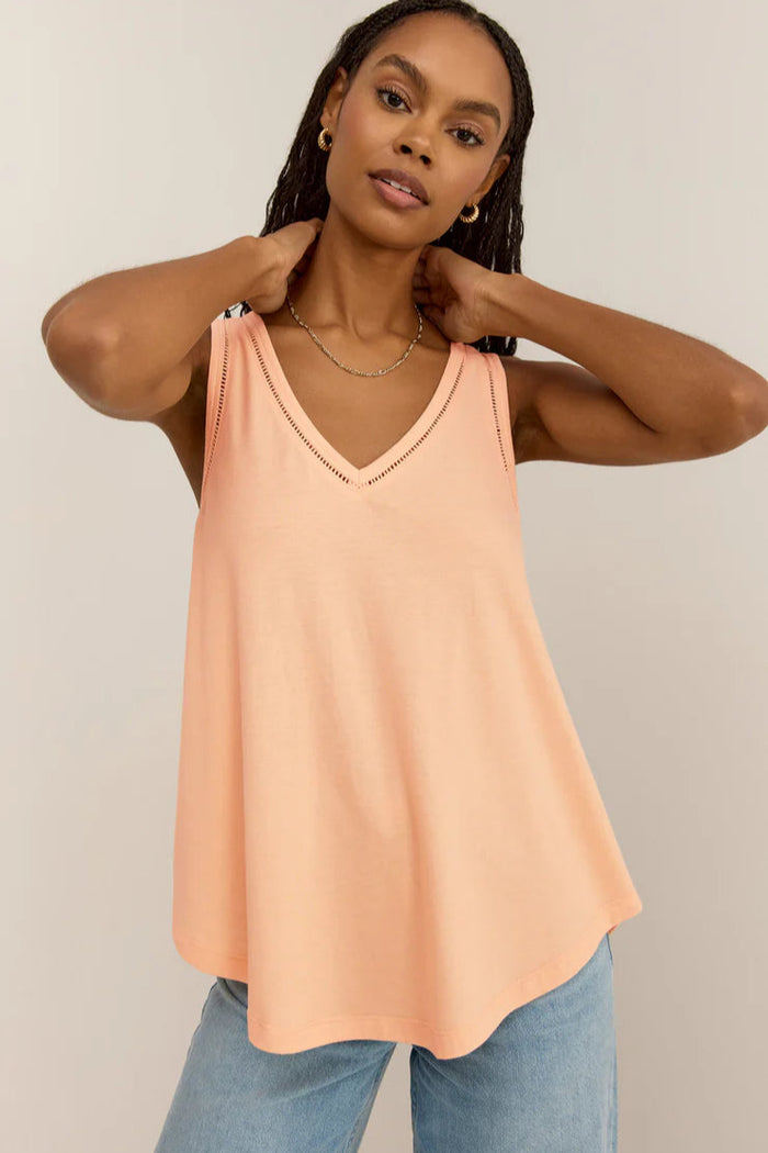 Z Supply Vagabond Lace Trim Tank | Grapefruit, Black