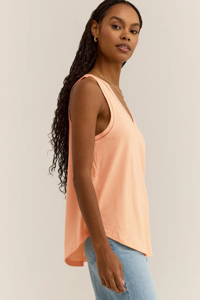 Z Supply Vagabond Lace Trim Tank | Grapefruit, Black