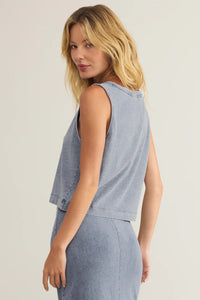 Sloane V-Neck Denim Tank | Medium Indigo