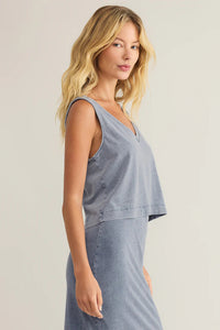 Sloane V-Neck Denim Tank | Medium Indigo